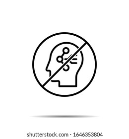 No human, brain, sharing icon. Simple thin line, outline vector of mind process ban, prohibition, forbiddance icons for ui and ux, website or mobile application