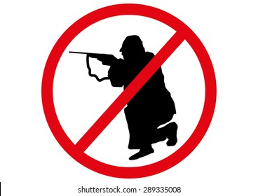 No hunt forbidden sign symbol on white background.