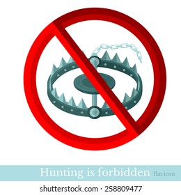 no hunt trap in forest.red circle with trap on white