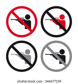 No hunting warning sign vector set