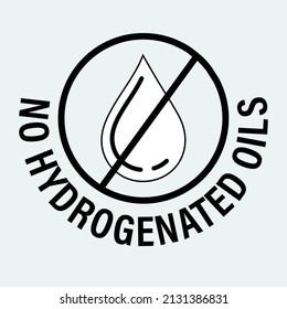sello vectorial "sin aceites hidrogenados". icono de caída de aceite, de color negro