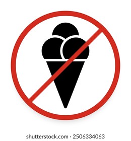 No Ice cream Allowed isolated Red Sign on white background vector illustration