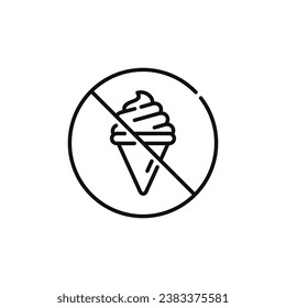 No ice cream allowed line icon sign symbol isolated on white background