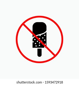 No Ice Cream. Attention Symbol,  Prohibition to Consume. Applied for Design, Presentation, Website or Apps Elements - Vector.