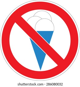 No ice cream eating allowed sign illustration vector