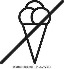 No ice cream icon . No ice cream allowed icon vector isolated on white background .