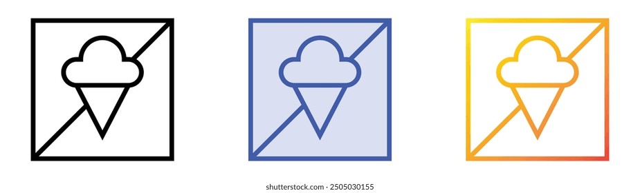 no ice cream icon. Linear, Blue Fill and Gradient Style Design Isolated On White Background