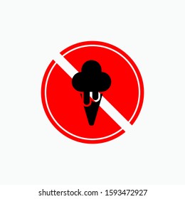 No Ice Cream Icon. Warning, Attention Symbol. Applied for Design, Presentation, Website or Apps Elements - Vector.