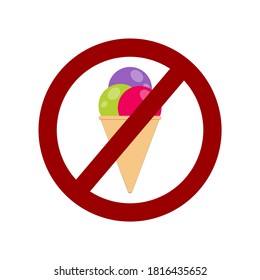 No ice cream sign. It is forbidden to enter with food. Vector illustration isolated.