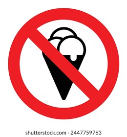no ice cream sign forbidden ice cream prohibition warning illustration