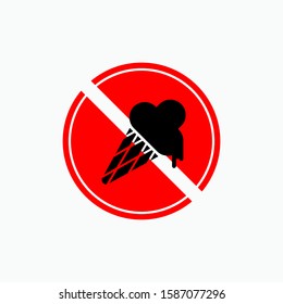 No Ice Cream Sign - Vector, Prohibition.  Applied for Design, Presentation, Website or Apps Elements.