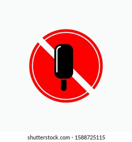 
No Ice Cream Sign - Vector, Prohibition.  Applied for Design, Presentation, Website or Apps Elements.
