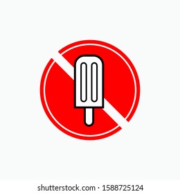 
No Ice Cream Sign - Vector, Prohibition.  Applied for Design, Presentation, Website or Apps Elements.