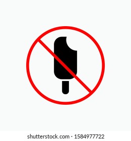 No Ice Cream. Sterile Area. Warning to Consume, Eat Prohibition. Applied for Design, Presentation, Website or Apps Elements - Vector.