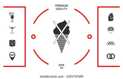 No ice cream symbol icon. Graphic elements for your design