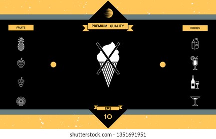 No ice cream symbol icon. Graphic elements for your design