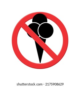 no ice cream symbol, vector sign, ice cream prohibited, ice cream symbol with a red forbidden circle