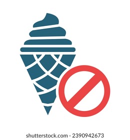 No Ice Cream Vector Glyph Two Color Icon For Personal And Commercial Use.

