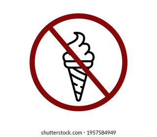 No ice cream vector icon.  Editable stroke. Symbol in Line Art Style for Design, Presentation, Website or Apps Elements, Logo. Pixel vector graphics - Vector