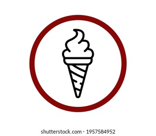 No ice cream vector icon.  Editable stroke. Linear style sign for use on web design and mobile apps, logo. Symbol illustration. Pixel vector graphics - Vector