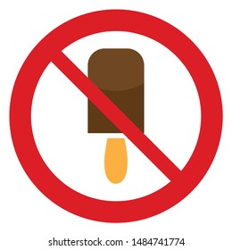  No ice cream vector. Not allow ice cream sign. The red circle prohibiting sing 
