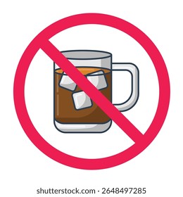 No iced tea sign, forbidden iced tea sign, no cold tea drink icon, stop drinking iced tea symbol, jangan minum es teh
