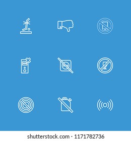 No icon. collection of 9 no outline icons such as dislike. editable no icons for web and mobile.