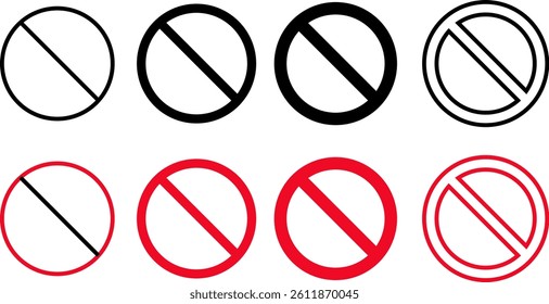 No icon set. Stop sign symbol. Ban icons
