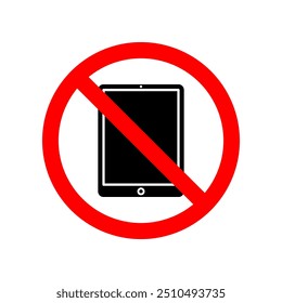 no icon symbol or prohibited from using tablet phone, flat design vector