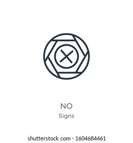 No icon. Thin linear no outline icon isolated on white background from signs collection. Line vector sign, symbol for web and mobile