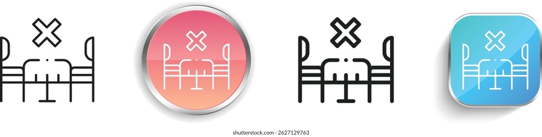 No hay icono. Diseño de estilo lineal delgado, regular y de Botón aislado sobre fondo blanco