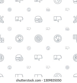 no icons pattern seamless white background. Included editable line no fast food, no brightness, prohibited, dislike, drink, cancel, laptop icons. icons for web and mobile.