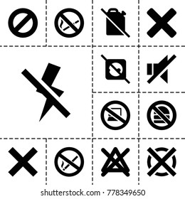 No icons. set of 13 editable filled no icons such as cancel, prohibited