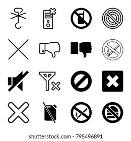 No icons. set of 16 editable filled and outline no icons such as dislike, cancel, prohibited
