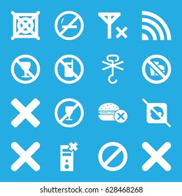 No icons set. set of 16 no filled icons such as prohibited, cancel, cross