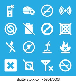 No icons set. set of 16 no filled icons such as prohibited, cancel
