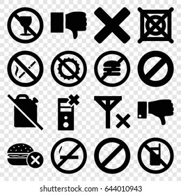 No icons set. set of 16 no filled icons such as dislike, prohibited