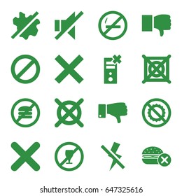 No icons set. set of 16 no filled icons such as dislike, prohibited