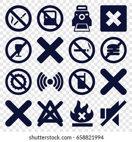 No icons set. set of 16 no filled icons such as cancel, cross, camera printing photo