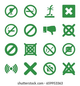 No icons set. set of 16 no filled icons such as dislike, prohibited, cross, cancel
