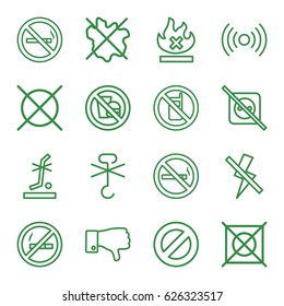 No icons set. set of 16 no outline icons such as dislike, signal