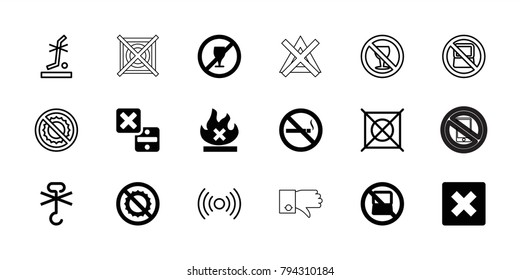 No icons. set of 18 editable filled and outline no icons: cancel, signal