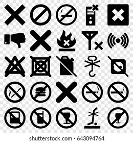 No icons set. set of 25 no filled icons such as dislike, prohibited, cancel, cross