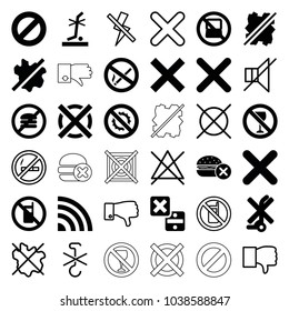 No icons. set of 36 editable filled and outline no icons such as cancel, signal, prohibited, dislike