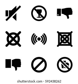 no icons set. Set of 9 no filled icons such as dislike, prohibited