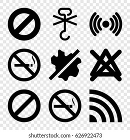 No icons set. set of 9 no filled icons such as prohibited