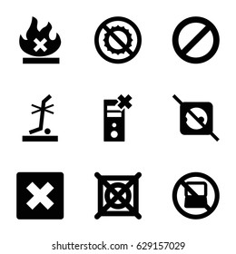 No icons set. set of 9 no filled icons such as prohibited