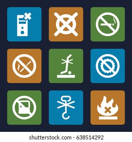 No icons set. set of 9 no filled icons such as