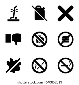 No icons set. set of 9 no filled icons such as cross