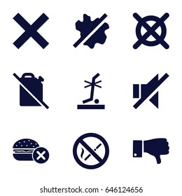 No icons set. set of 9 no filled icons such as dislike